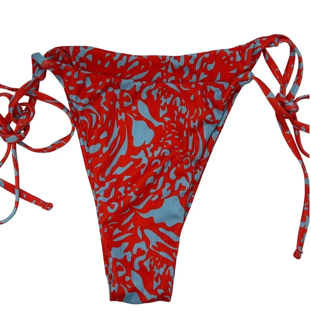 Red Blue 2 Piece Swimsuit String Bikini Small Beach‎ Vacation Cheeky